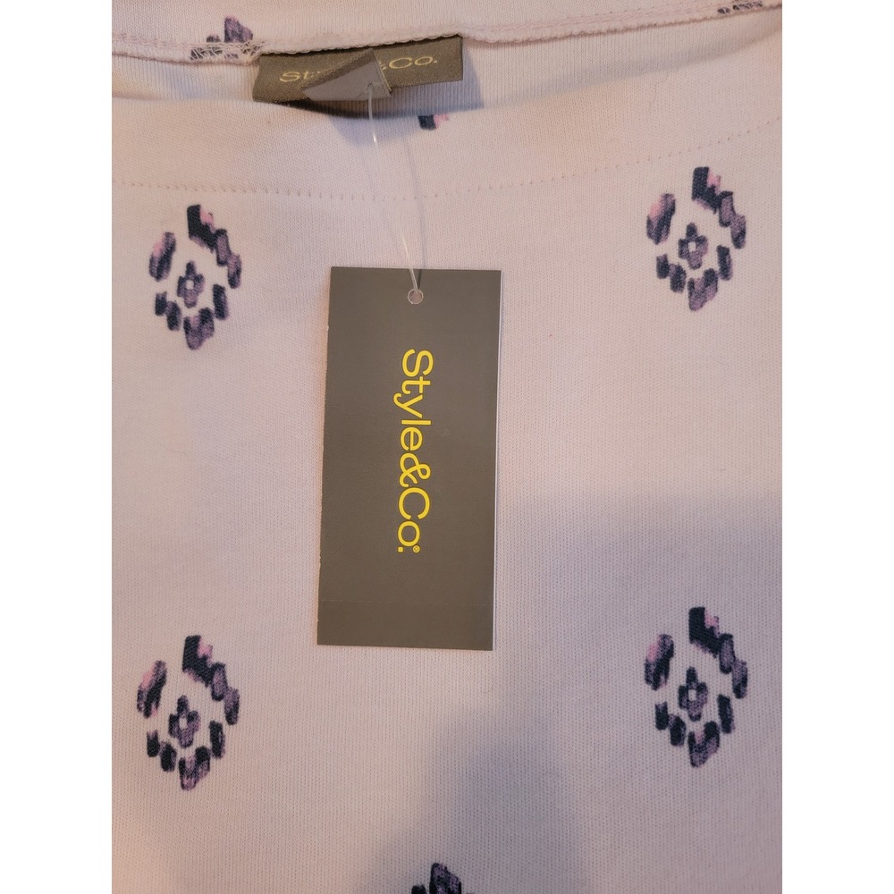 Style Co. Women's Pink Blue Ikat Print Elbow Sleeve Tee Shirt Top‎ XXL - Picture 2 of 8